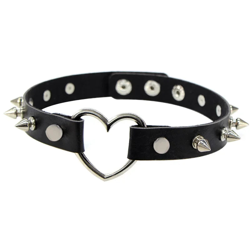 Choker Cuir Gothique a Pointes