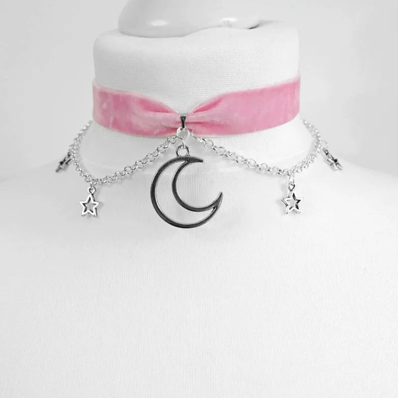 Choker Gothique Velour Rose
