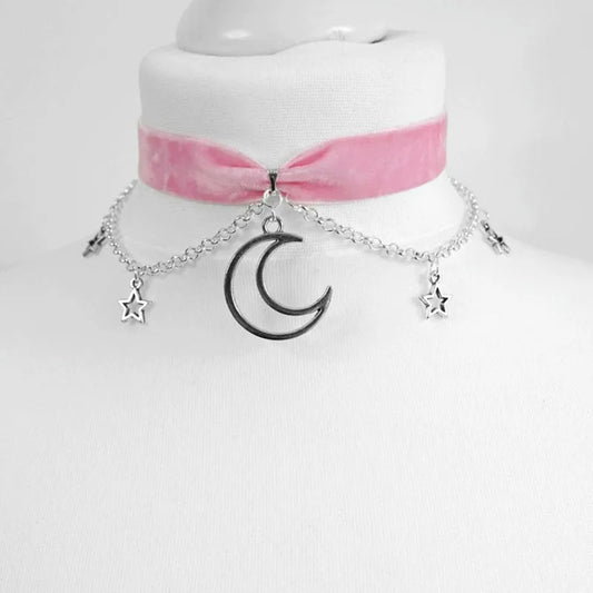 Choker Gothique Velour Rose