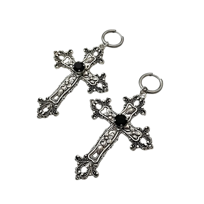 Boucles d’Oreilles Crucifix Gothique
