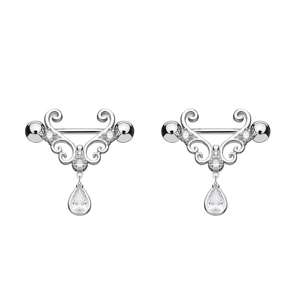 Piercing Teton Pendentif Couleur Argent En Forme De Goutte