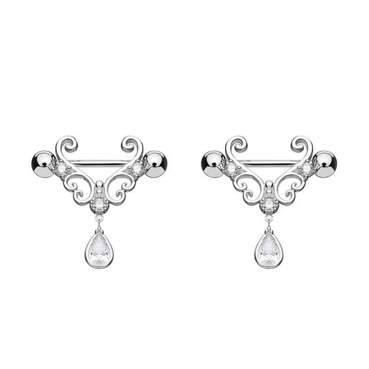 Piercing Teton Pendentif Couleur Argent En Forme De Goutte