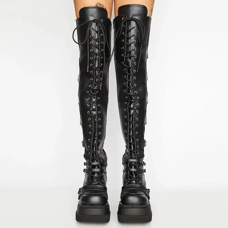 Bottes Montantes Femmes Gothique